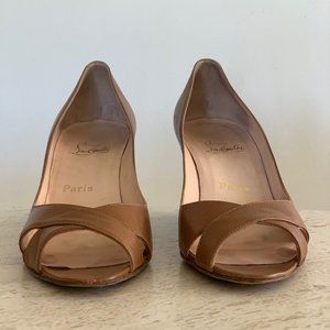 Christian Louboutin Leather Sandals with Crossover Straps and Wedge Heels